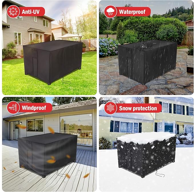 Fire Pit Cover Rectangular 45 Inch,Propane Gas Fire Pit Table Cover,Outdoor Waterproof Firepit Table Cover - 45 x 24 x 25 Inch