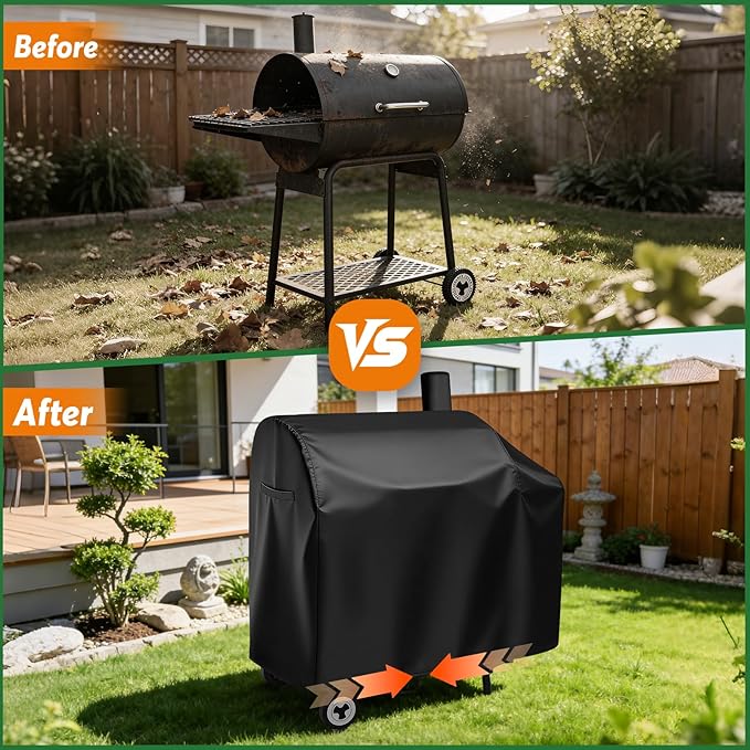 Charcoal Grills Cover for CC1830 30 Barrel Charcoal Grill, Waterproof Outdoor Grill Cover BBQ Grill Cover Barbeque Grill Cover - 44" L×27.6" W×43" H, Black