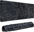 Gaming Mouse Pad Large 31.5 x 11.8in Topographic Keyboard Mousepad for Non-Slip Base and Stitched Edge, Extended Desk Pad XL Desk Mat (Black)