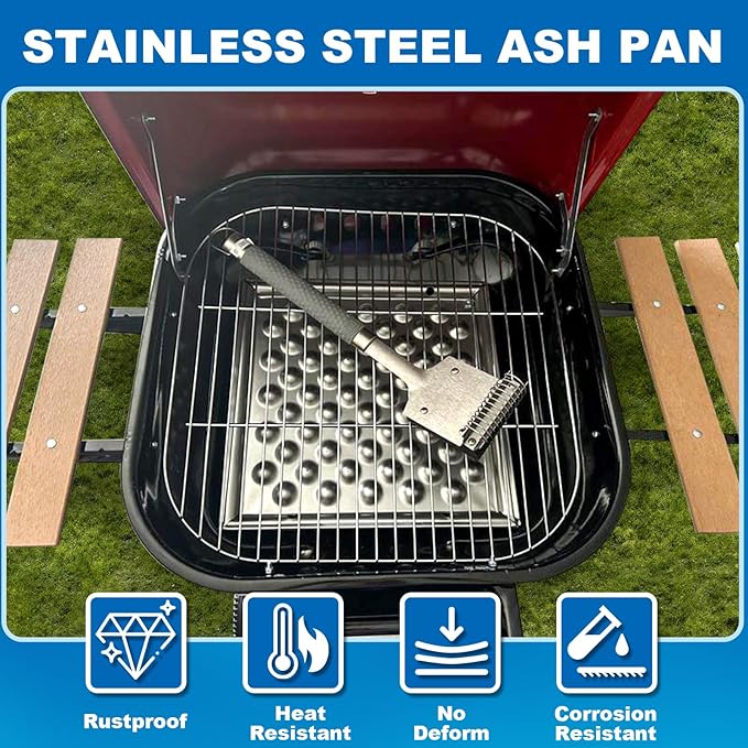 Carbon Steel Ash Pan for Americana Walk-A-Bout, Swinger, Sizzler, and Traveler Charcoal Grills, Replacement Parts for 1040.8.001,1 Pack
