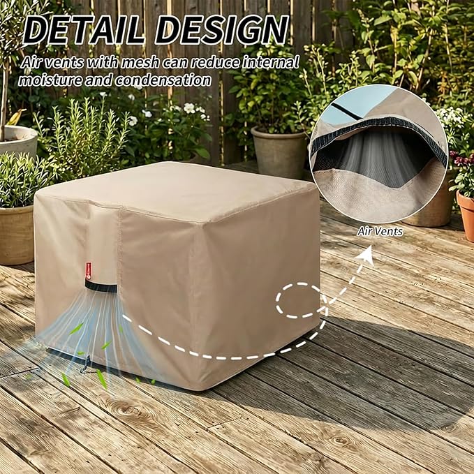 [2026 Upgraded]SheeChung Fire Pit Cover Square 28"L x 28"W x 25"H,Heavy Duty 600D Waterproof Outdoor Firepit Cover,Fit for 24/26/28 Inch Propane Firepit Table,Gas Fire Pit Table Covers with Drawstring