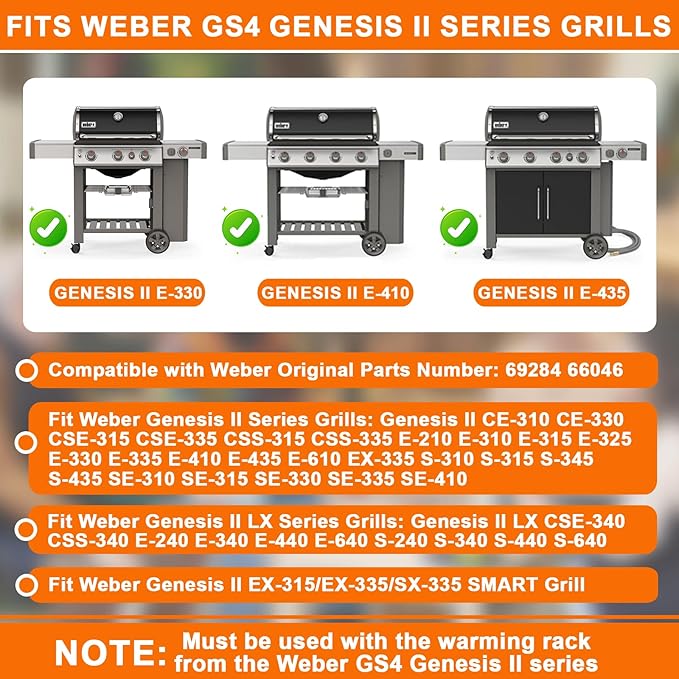 69284 GS4 Genesis 2 Warming Rack Brackets for Weber Grill Parts Replacement GS4 Genesis II/II LX 300/400 SER E310 S310 E315 E410 S435 E210 E610 Accessories for Weber Grill Rack Brackets Set 66046,2PCS