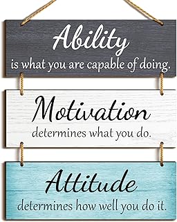Jetec Office Wall Decor Sign Inspirational Motivational Plaques with Sayings Rustic Wooden Hangings Ability Sign for Coworker Holiday Gift Office Home Artwork Decoration(Fresh Color)