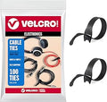 VELCRO Brand Reusable Cable Ties, Practical Tech Gifts for Men, 100 Pack 6 Inch Cable Management Ties for Electronics and Desk Organization, Black