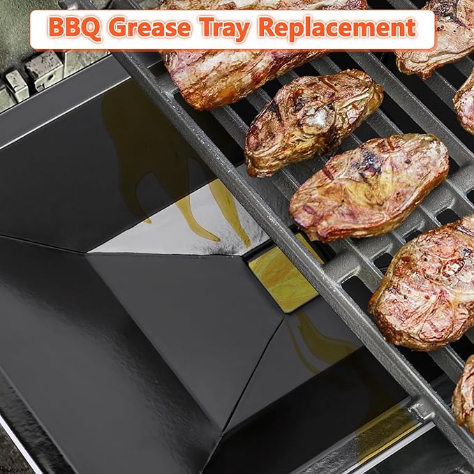 QuliMetal 99250 Grease Tray with 7515 Catch Pan and Holder - Drip Pan for Weber Spirit 310, 320 (2007 & 2008) & 700, Genesis Silver/Newer Gold B, C and Platinum B,C Grills, Replaces Spirit Grease Tray