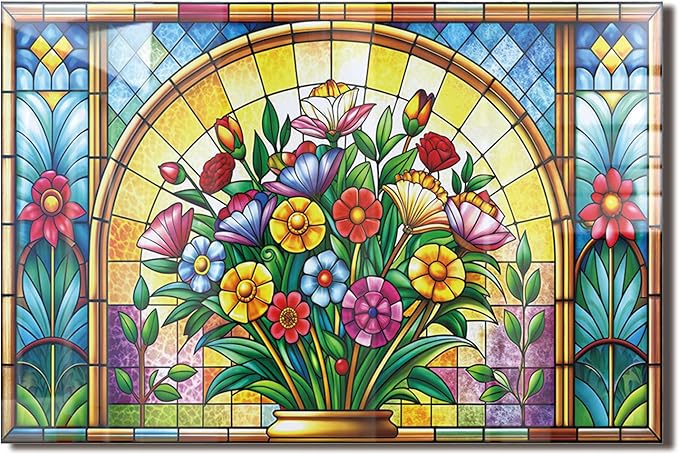 fzxwyishu Tempered Glass Backsplash for Kitchen,Stove Splashback Protector Mosaic Window Design | Heat-Resistant Splash Board, Kitchen Wall Decoration