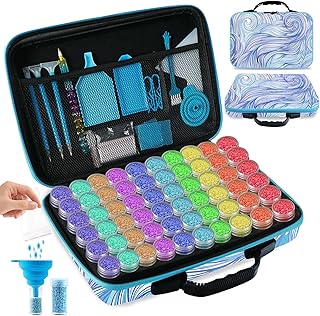 Tavolozza Fine Arts Diamond Painting Storage Containers, 60 Slots Diamond Painting Accessories and Tools with Jars for Beads, Portable Diamond Art Organizer Case, Diamond Art Kit Storage Box1
