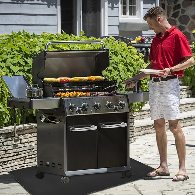 Under Grill Mat for Outdoor Grilling, 80 x 48 inches Double-Sided Fireproof, Waterproof BBQ Protector for Deck and Patio Under Grill Mat for Outdoor BBQ