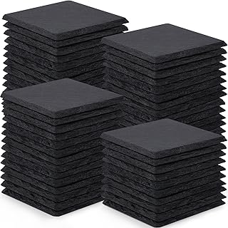 60 Pieces Slate Drink Coasters, GOH DODD 4 Inch Black Coasters Stone Coaster Set, Laser Engraving Blanks with Anti-Scratch Bottom for Home Office Bar Outdoor Housewarming Gifts Wedding Party, Square