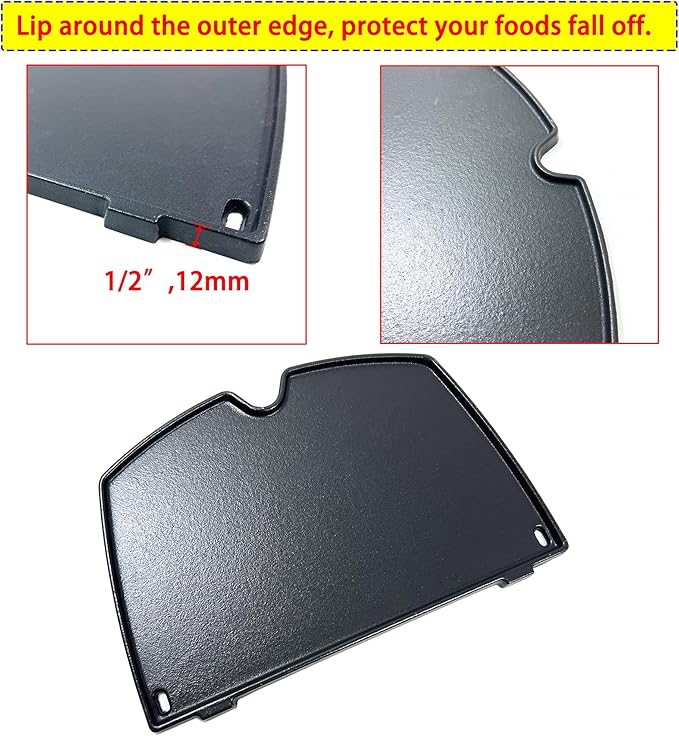 Direct Store DC136 6558 Cast Iron Cooking Griddle for Weber Q100 Q1000, Q120 Q1200 Series Gas Grills Parts, 12.6 x 8.5 x 0.5 Inches, Replace for Weber Q1200 Grill Accessories