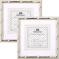 YiPinYin 4x4'' Silver Bamboo Metal Picture Frame with 3x3'' Mat Set of 2, 3x3'' Narrow Elegant Silver Plated Metal Picture Frame with Soft Touch Velvet Mat for Desktop