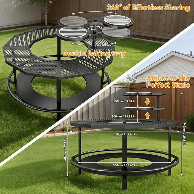 Fire Pit Surround Tabletop - 360° Fire Pit Guard for Solo Stove Bonfire & Ranger, Portable Protective Barrier for Wood Burning Fire Pits Up to ⌀21", UV-Resistant Outdoor Fabric (Firepit Not Included)