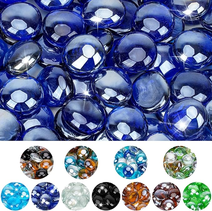Mr. Fireglass 10 Pound Fire Glass Beads, 1/2" Reflective Round Fire Glass Drops for Fireplace Fire Pit & Lanscaping, High Luster Royal Cobalt Blue (Pack of 2)