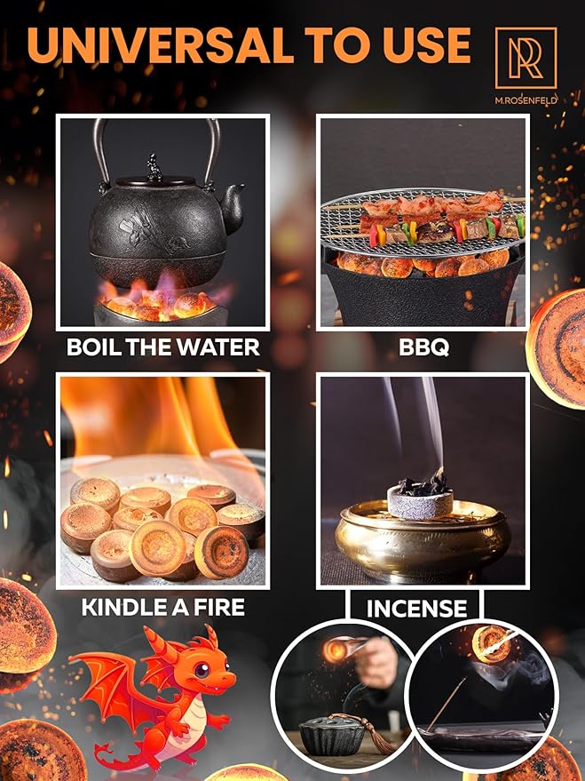 100 pcs Charcoal Discs to Burn Incense - Hookah Charcoal Hookah Coals for Hookah - Quick Light Charcoal Tablets - 33 mm Premium Quality Incense Charcoal Discs - Pack of 100