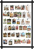 Collage Picture Frame,Photo Display Board with Clips,Hanging Pictures Frames Photos Wall Decor for Wedding Graduation Party Birthday Greeting Letter Christmas Cards Holder Organizer,39 inch(Black)