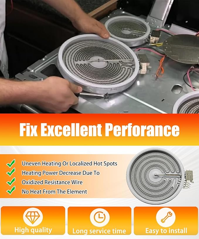 316530000 316530001 Range Oven Dual Radiant Surface Element Replacement for Frigidaire Electrolux Stove,9" 3200(1100) W Burner Replaces AP5983959, 316530000, 4279207, PS11723364.W10251107 W10251108