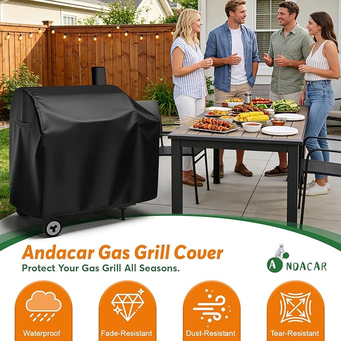 Charcoal Grills Cover for CC1830 30 Barrel Charcoal Grill, Waterproof Outdoor Grill Cover BBQ Grill Cover Barbeque Grill Cover - 44" L×27.6" W×43" H, Black