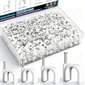 mxuteuk 200PCS Cable Clips with Steel Nails,4/6/8/10mm Round White Cable Wire Clips,Wall Clips for Cords,Cable Cord Clips for RG6 RG59 CAT6 RJ45