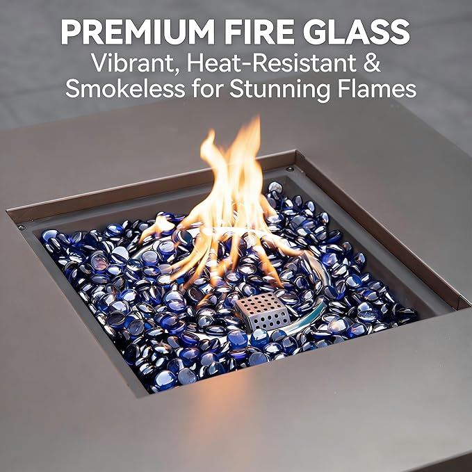 Mr. Fireglass 10 Pound Fire Glass Beads, 1/2" Reflective Round Fire Glass Drops for Propane & Natural Gas Fire Pits, Smokeless Fireplace Glass Rock for Outdoor Patio & Landscape, Royal Cobalt Blue