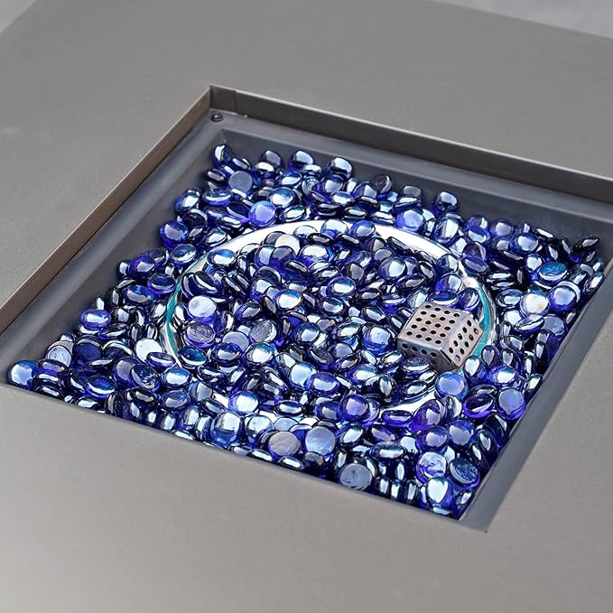 Mr. Fireglass 10 Pound Fire Glass Beads, 1/2" Reflective Round Fire Glass Drops for Propane & Natural Gas Fire Pits, Smokeless Fireplace Glass Rock for Outdoor Patio & Landscape, Royal Cobalt Blue