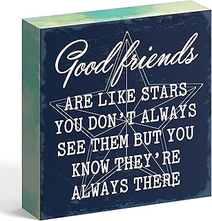 Barnyard Designs Wooden Box Sign – Motivational Desk Decor for Office, Inspirational Primitive Decorations for Women, Shelf or Bathroom Décor Quote Sign (Good Friends)