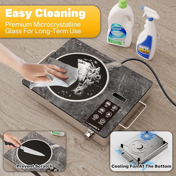Alemania Single Burner Ceramic Cooktop, Portable 1800W Electric Stove, Countertop Burner for Cooking, Plug in Kitchen Hot Plate, Temperature Adjustable Compact Hob Camping Stoves