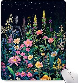 Black Beauty Folral Flowers Plants Mouse Pad,Brightly Colored Unique Design Computer Mousepad with Non-Slip Rubber Base for Women,Washable Mousepads Computer Mouse Pads for Desk Laptop