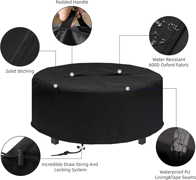 Fire Pit Cover for Solo Stove - Surround Tabletop Shelter, Elevation for Ranger & Bonfire Fire Pits, Black, 44" D x 20" H