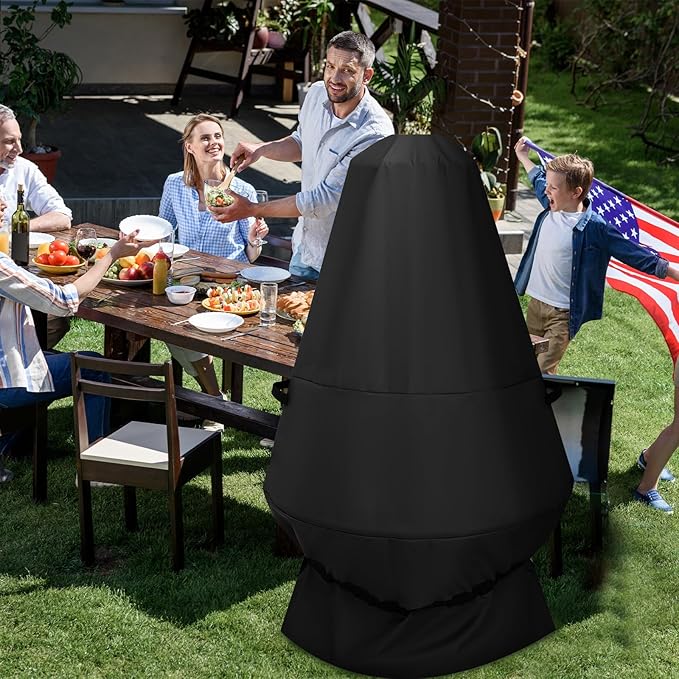Fire Pit Heater Cover for Cuisinart COH-600 Chimenea Propane, 31"x 31"x 48" Cuisinart CHC-601 Chimenea Waterproof Snowproof Heater Cover, 600D Patio Heater Covers