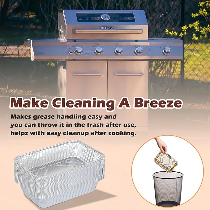 Grease Tray Liners for Monument Gas Grill Replacement Parts, Disposable Grease Box Liner for Most Monument Gas Grills Drip Pan Accessories, for‎ Monument 35633 24367 13892 Aluminum Foil Liner, 20 Pack