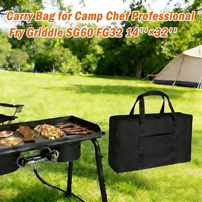 BQMAX Extra Large Griddle Carry Bag for Camp Chef SG60 FG32, Heavy Duty Zipper Griddle Bag for Camp Chef Professional Fry Griddle 14" x 32", Griddle Carry Bag for Camp Chef Replacement Parts