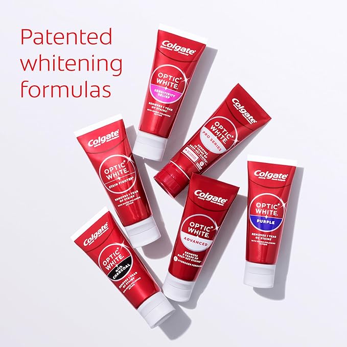 Colgate Optic White with Charcoal Teeth Whitening Toothpaste, Anticavity Toothpaste with Fluoride, Cool Mint Flavor, 3 Pack, 3.8 OZ