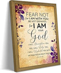 Bible Verse Wall Art, Christian Isaiah 41 10 Scripture Wall Decor Paintings, Inspirational Religious Canvas Poster Print Pictures for Bedroom Living Room 12x16 Inch Wood Framed