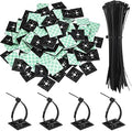 100 Pack Black Zip Tie Adhesive Mounts Self Adhesive Cable Base Holders with Black Multi-Purpose Cable Tie (Length 200 mm, Width 2.8 cm)