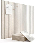 VIVELDA Felt Bulletin Board Tiles 48"x36" - 12-Pack Cork Board Alternative, OEKO-TEX Certified, NRC 0.95 Acoustic Wall Panels, Damage-Free Adhesive, Slatted Design, Home Office & Classroom (Limestone)