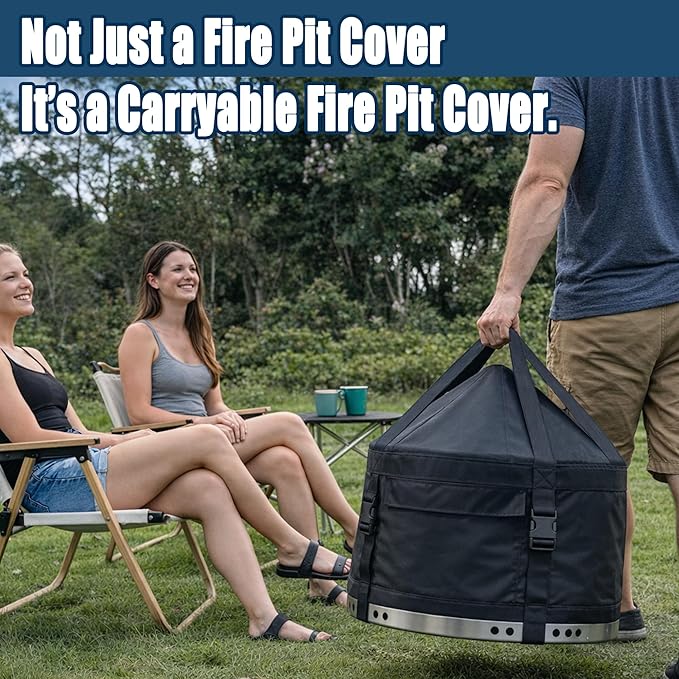 SoIo Stove Bonfire Fire Pit Cover, Smokeless Fire Pit Cover, Waterproof Sloped Top with Carry Straps, Fits for Fire Pits -22" D X 22" W X 17" H