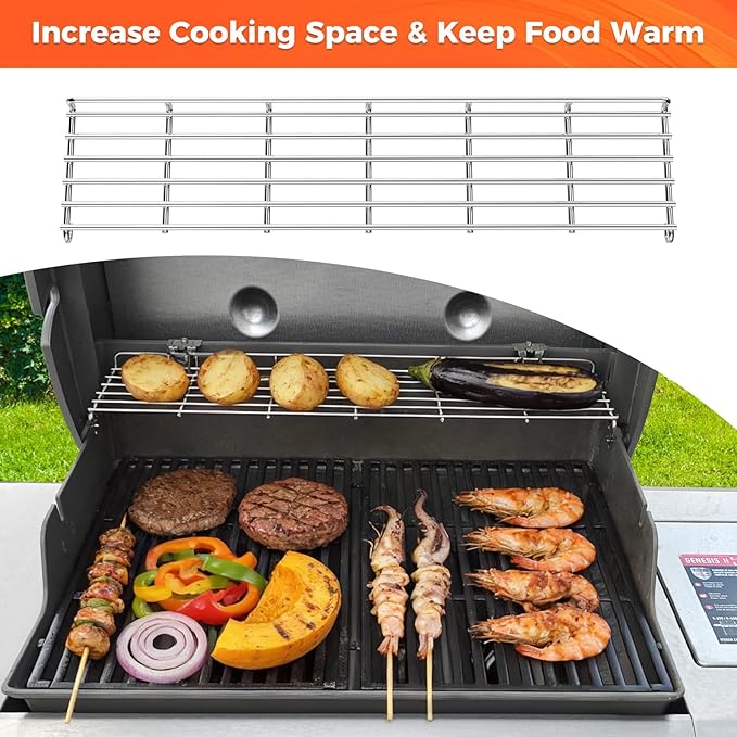 QuliMetal Stainless Steel Grill Warming Rack for Weber Genesis II 300 Series Gas Grills, Genesis II E-310, II E-315, II E-330, II E-335, II S-310, II S-335 Series, Replacement Parts for Weber 66044
