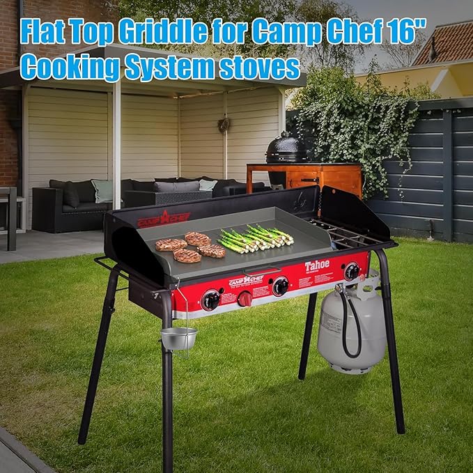 Professional 16x24 in Flat Top Griddle for Camp Chef Tahoe, Expedition 3X,Fry Griddle Accessories for Camp Chef 16" 2 Burners Camp Propane Stove Grill, 1 Carry Bag