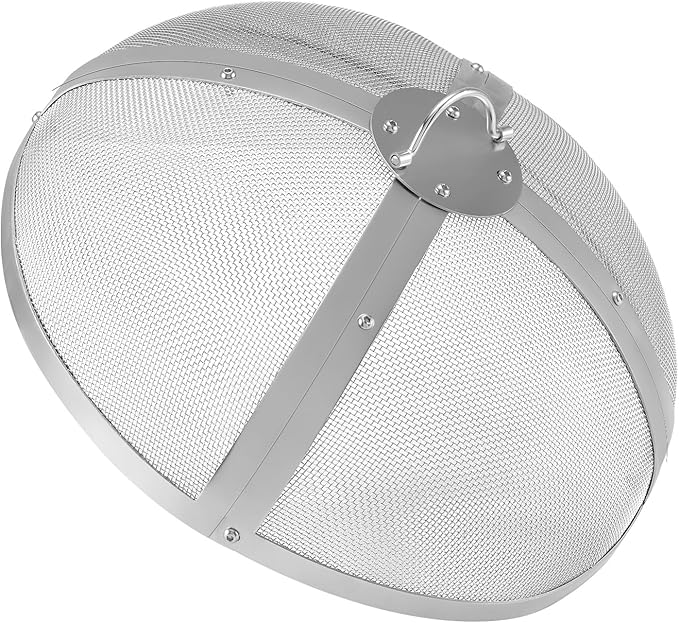 VEVOR Fire Pit Spark Screen Round 27", Reinforced Heavy Duty Steel Metal Cover, Outdoor Firepit Lid, Easy-Opening Top Screen Covers Round with Ring Handle for Outdoor Patio Fire Pits Backyard