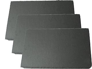 Slate Cheese Board Natural Slate Cheese Plates for Kitchen Dining,Parties,Entertaining,8"x12" Cheese Placemats Serving Tray for Cake,Fruit,Biscuit,Meat,Charcuterie Boards Set of 3