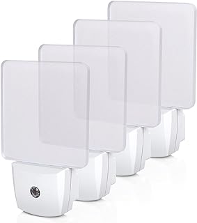 DEWENWILS Night Lights Plug into Wall, LED Night Lights for Kids, Dusk to Dawn Sensor, 3000K Warm Nightlight for Nursery Room, Bathroom, Hallway, Kitchen, Frosted Acrylic Shade, 4 Pack