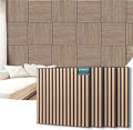 AKUMAX 4 Pack Wood Panels- 4x24x24Inches 3D Wall Panels Wood Wall,Decorative Peel Soundproof Wall Panels (Walnut)