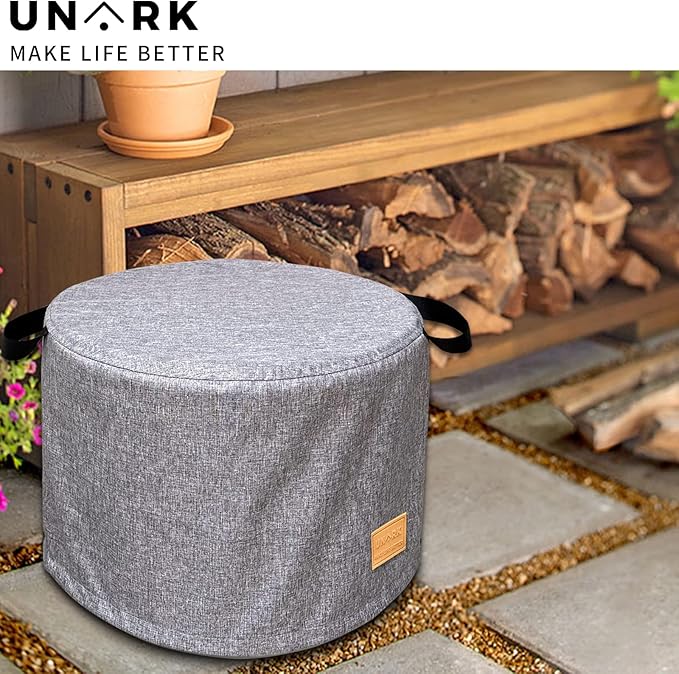 Round Fire Pit Cover for Bonfire Fire Pit Cover 19.5 Inch, Bonfire Cover Waterproof 20 Inch,Bonfire Fire Pit Accessories Outdoor Heavy Waterproof Protective Round (Grey)
