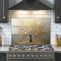 Evgosm Tempered Glass Backsplash for Kitchen， Stove Splashback, Tree of Life Glass Backsplash, Easy to Install and Clean, Used for Kitchen Wall Protection and Decoration. (30x30'')
