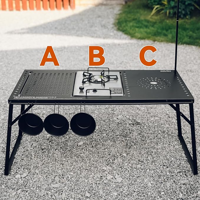 ONLYFIRE OUTDOOR LIVING IGT Camping Table Kit with Propane Gas Stove & Carry Bag, Portable Folding Camp Table, IGT Unit Combination Combo for Picnic, RV, Tailgating, Patio, Backyard, GS337