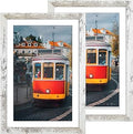Capcillin 11x17 Picture Frame Wood Pattern Distressed White Poster Frame Set of 2, Wall Mounting,Plexiglass,Great for Prints, Mural,and Art(CP001-MD11x17RW)