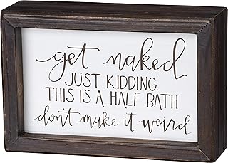 Primitives by Kathy Inset Tile Home Décor Sign, 6" x 4", Get Naked,Brown and White