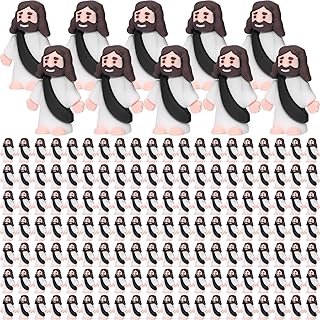 Barydat 300 Pcs Mini Jesus Figures Bulk Tiny Jesus Figurines Little Christ Savior Religious Party Favors Pocket to Hide and Seek for VBS 2026 Church Sunday School Baptism Gifts(Black)