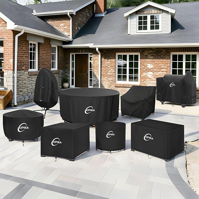 Kipiea Square Fire Pit Cover - Upgraded 600D Strong Tear Resistant, 100% Waterproof Fire Pit Table Cover, UPF 50+ Outdoor Firepit Cover Square Fading Resistant, 32" L x 32" W x 20" H