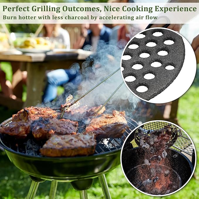 Cast Iron Bottom Fire Grate - 7.5 Inch Round BBQ Grill Grate Replacement, High Heat Charcoal Plate Bottom Grate Grill Parts, Fireplace Grate for Fire Pit Project BBQ Accessories Parts, Circle